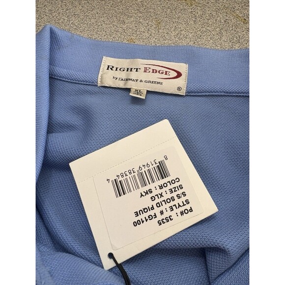 Right Edge, Fairway & Greene NWT Sky Blue Golf Men’s X L Polo 100% Cotton Shirt - Picture 2 of 11